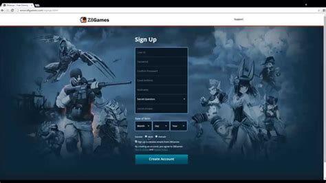 How to create a Z8Games Account .